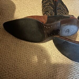 Tony Lama Black and Brown Heeled Boots